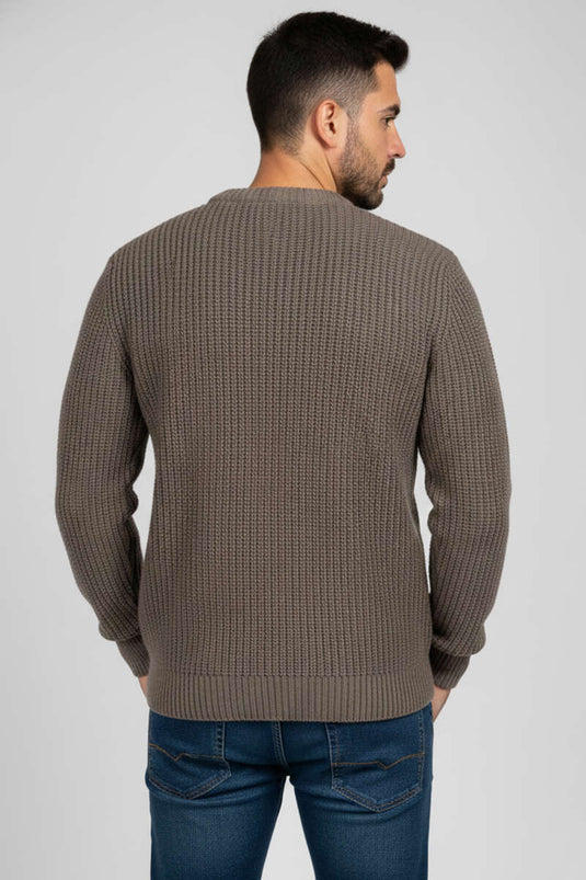 Suéter de punto de arroz para hombre, color visón