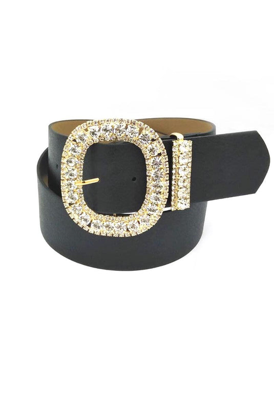 Schwarzer Gürtel mit diamantbestickter Schnalle