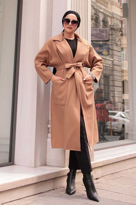 Padded Stitch Coat Beige