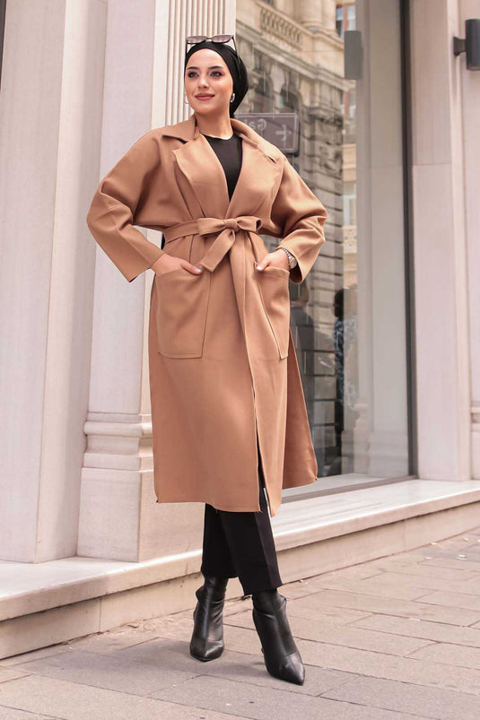Padded Stitch Coat Beige