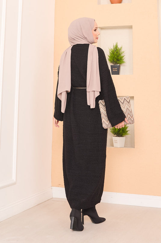 Robe hijab oversize à texture patchwork, noire