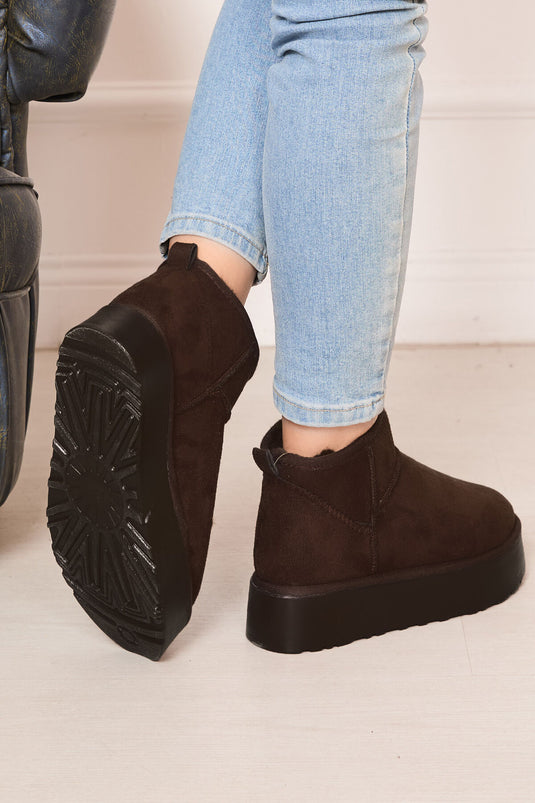 Platform Taban İçi Kürklü Bot Kahve