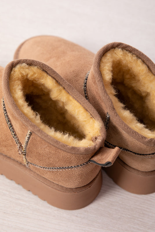 Bottes à semelle compensée doublées de fourrure, vison