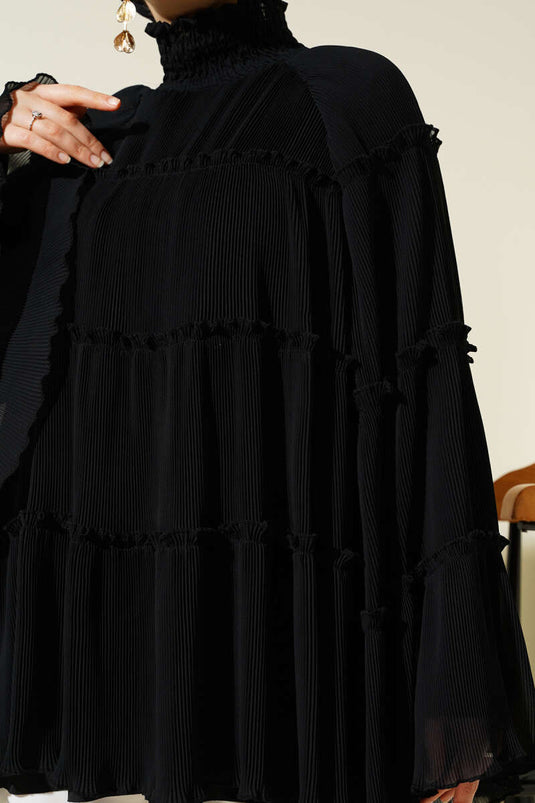 Túnica holgada plisada en capas negra