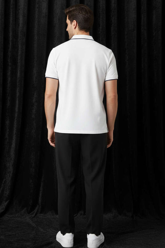 Polo à fermeture dissimulée pour homme, couleur écru