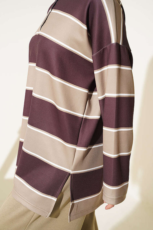Conjunto De Cuello Polo En Kaki Con Bloques De Color