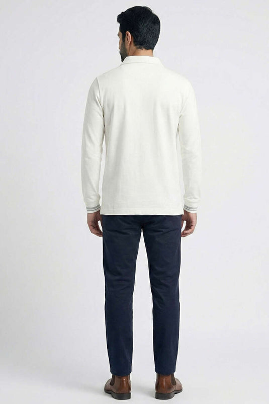 Sweat-shirt pour homme à col polo avec poche blanc