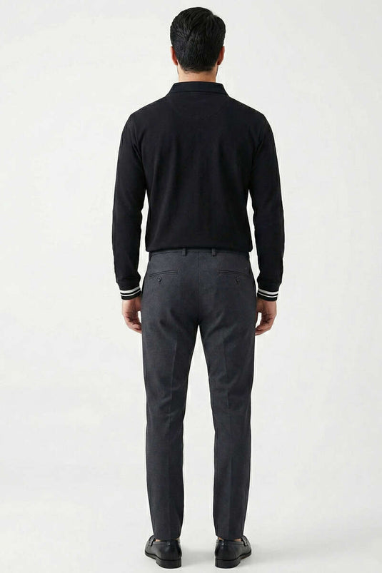 Sweat-shirt pour homme à col polo avec poche noir