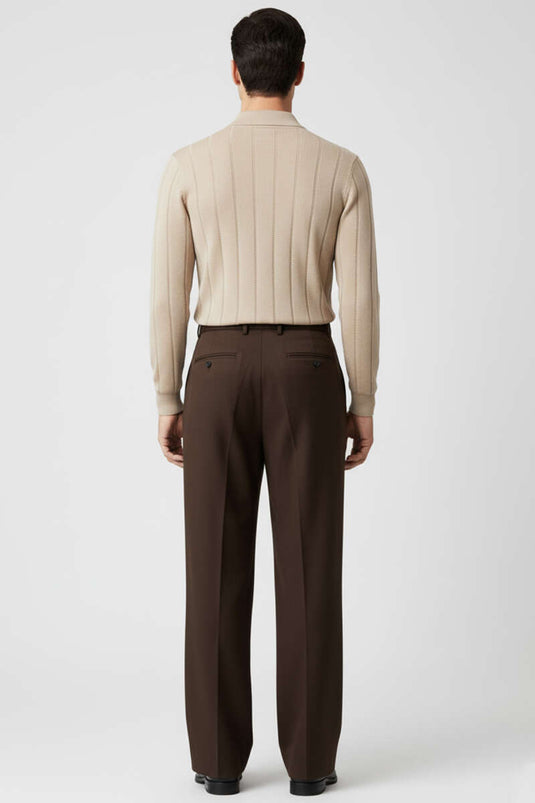 Gestreifter Polo-Pullover, Beige