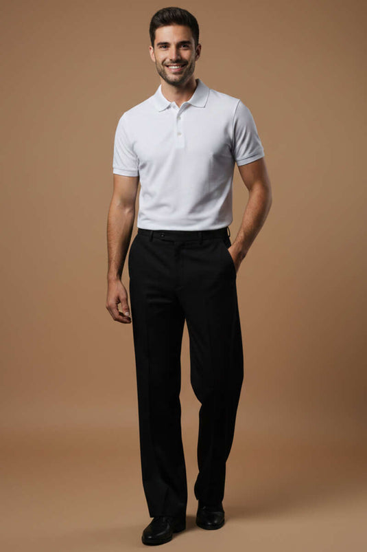 Men's White T-shirt with Polo Collar and Button Details