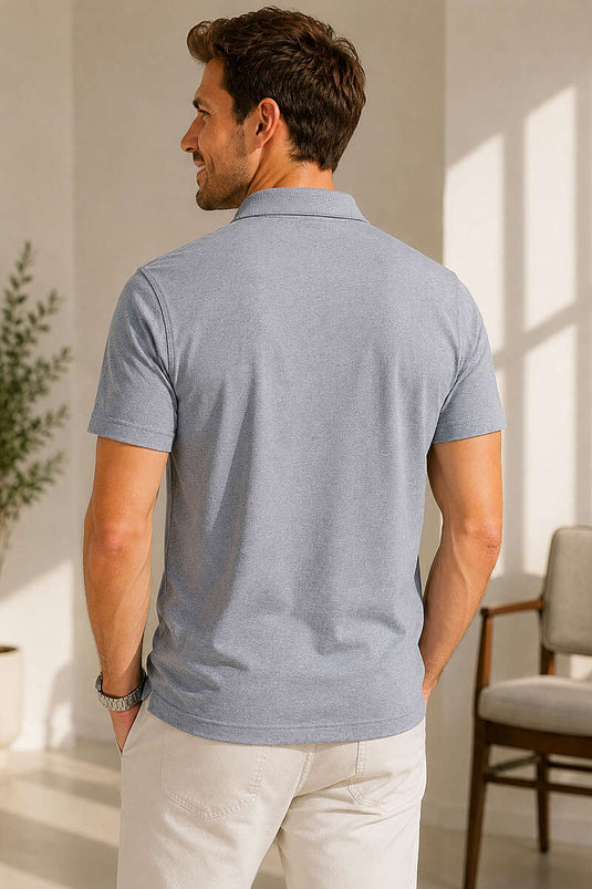 Polo Yaka Düğmeli Cepli Erkek T-shirt Lacivert
