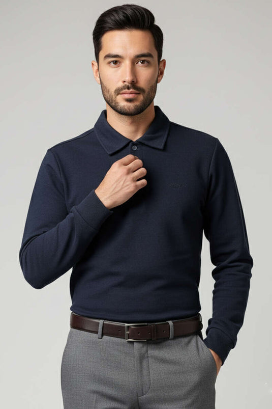 سويت شيرت رجالي بياقة بولو وأزرار أمامية من بارليمنت