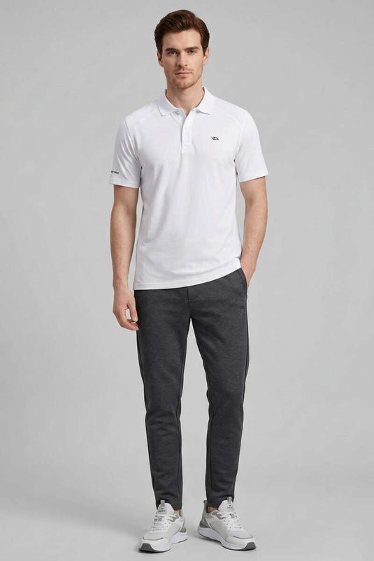 T-shirt homme blanc à col polo avec boutons