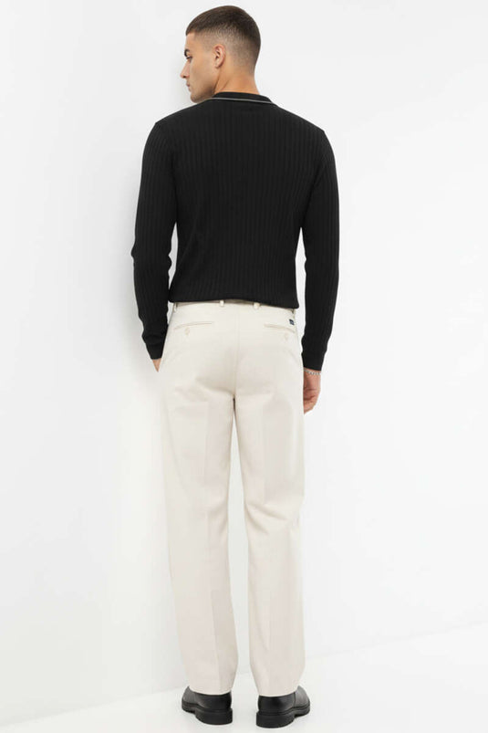 Sweat-shirt noir à col polo et boutons