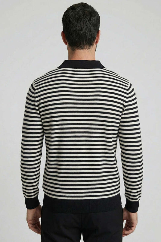 Sweat-shirt à col polo zippé pour homme noir