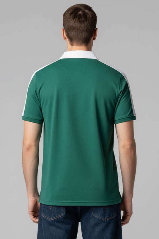 Polo Collar Ribbed Men's T-shirt Olive Green