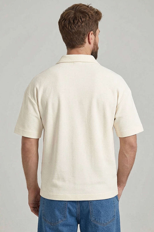 Polo Yaka Im Possible Baskılı Erkek T-shirt Beyaz