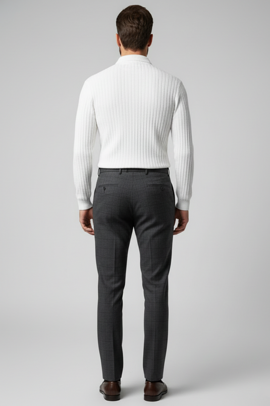 Sweat-shirt pour homme à col polo, rayures en relief, écru