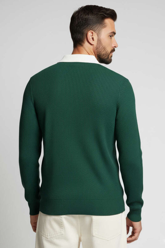 Polo Yaka Renkli Triko Kazak Nefti