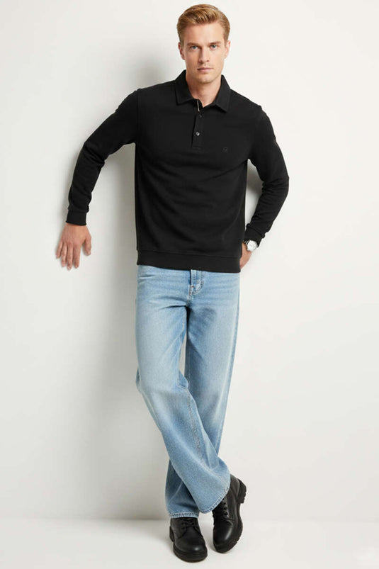 Polo Yaka Selanik Sweat Siyah