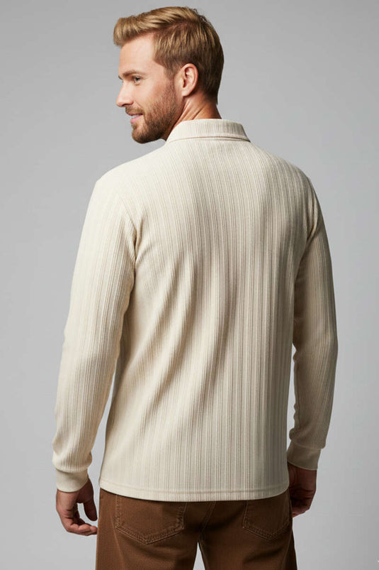 Polo Yaka Uzun Kollu Erkek T-shirt Taş