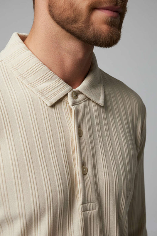 Polo Yaka Uzun Kollu Erkek T-shirt Taş