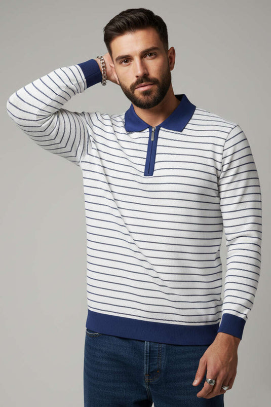 Pull polo blanc gaufré pour homme