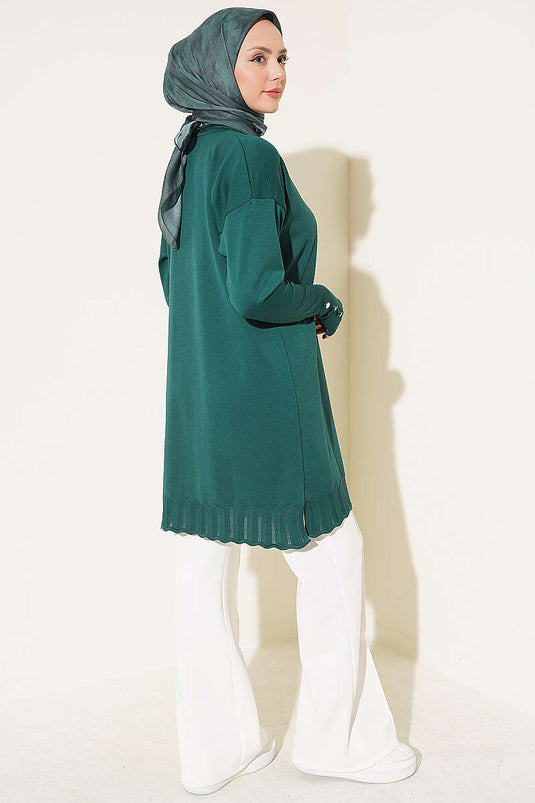 Polyester Coltrui Met Details In Marineblauw