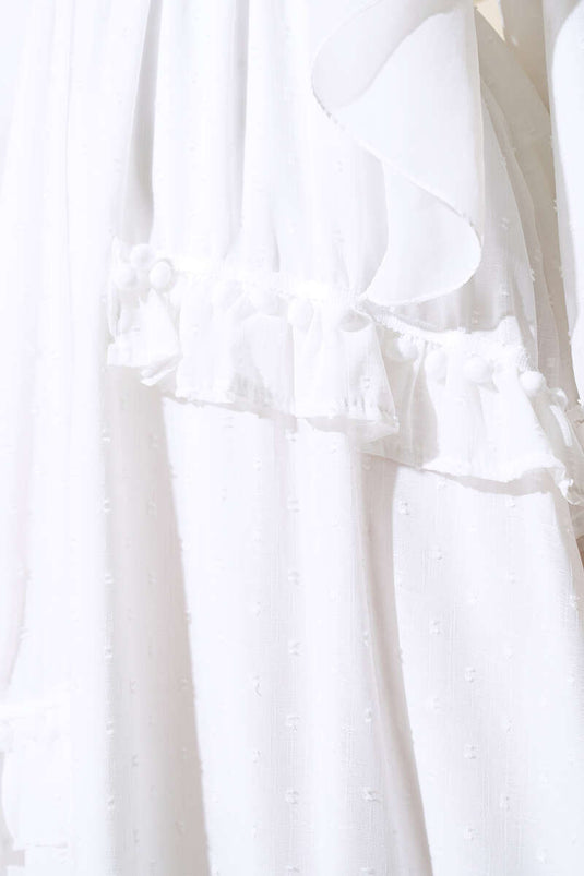 Kleid mit Pompom-Detail, Weiß