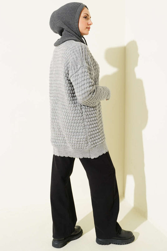 Popit Embossed Knitted Tunic Gray