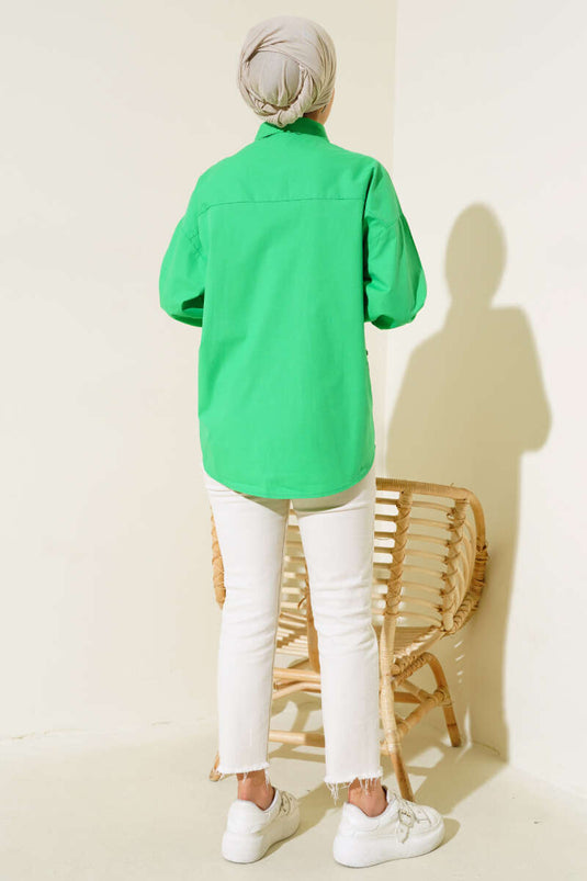 Poplin Gül Nakışlı Gömlek Benetton