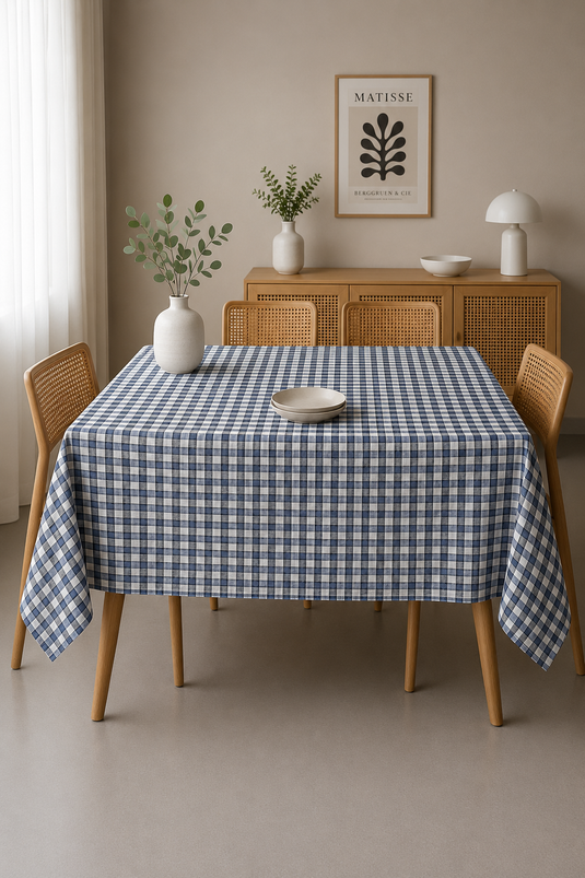 Nappe à motif à carreaux bleue