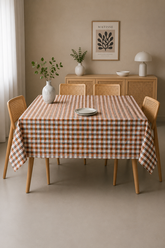 Nappe à motif à carreaux orange