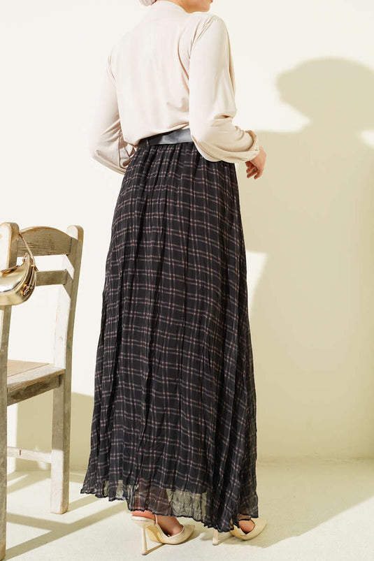 Pötikare Kemerli Kırışık Şifon Etek Haki