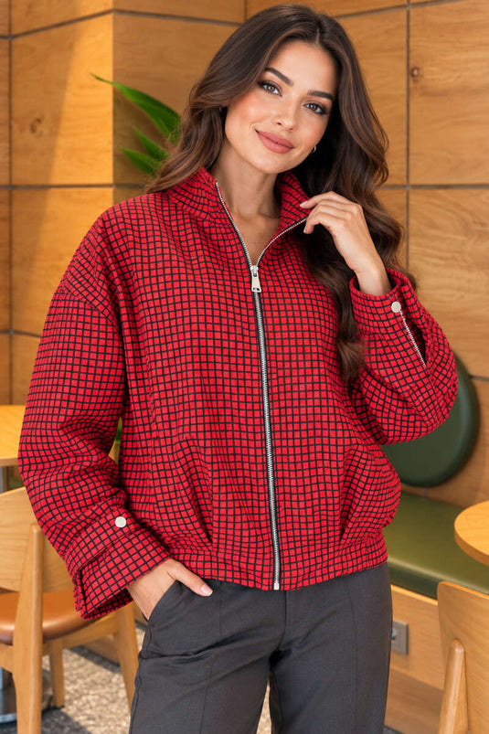 Veste Oversize À Carreaux Rouge