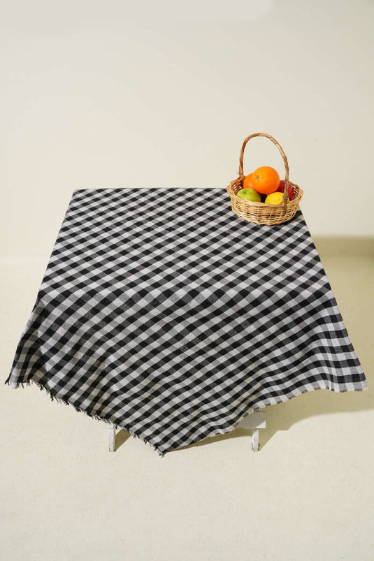 بطانية نزهة بنقشة مربعات، رمادية