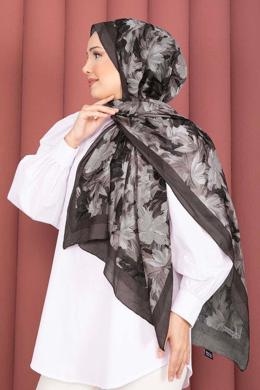 Premium Floral Pattern Shawl Series In Rich Coffee