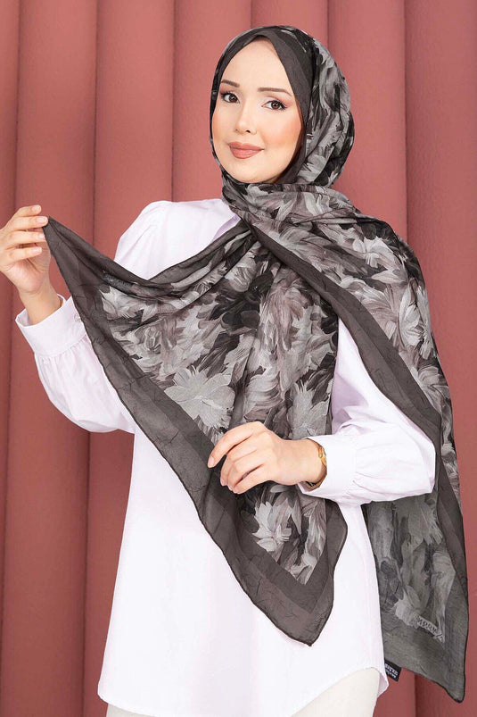 Premium Floral Pattern Shawl Series In Rich Coffee