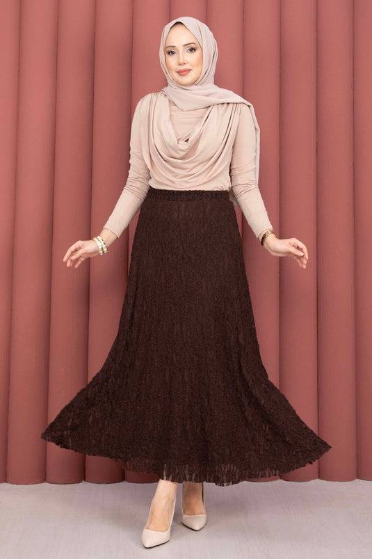 Premium Lace Skirt Brown