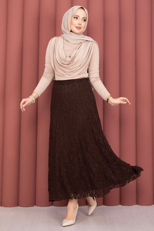 Premium Lace Skirt Brown