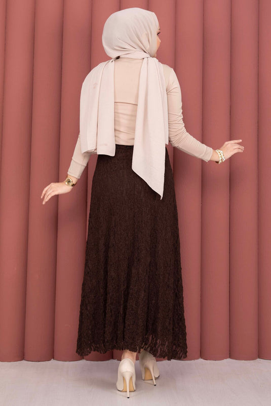 Premium Lace Skirt Brown