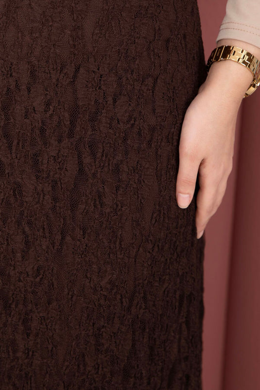 Premium Lace Skirt Brown