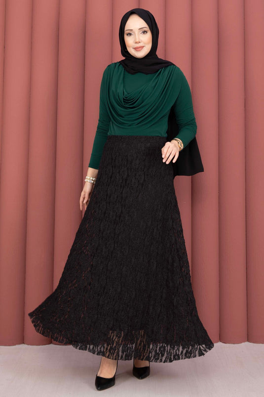 Premium Lace Skirt Black