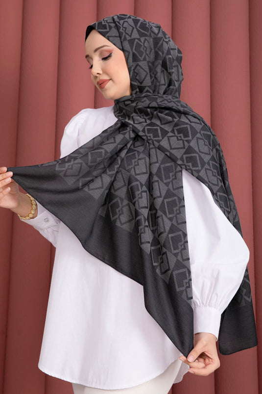 Série d'écharpes jacquard à motif premium anthracite