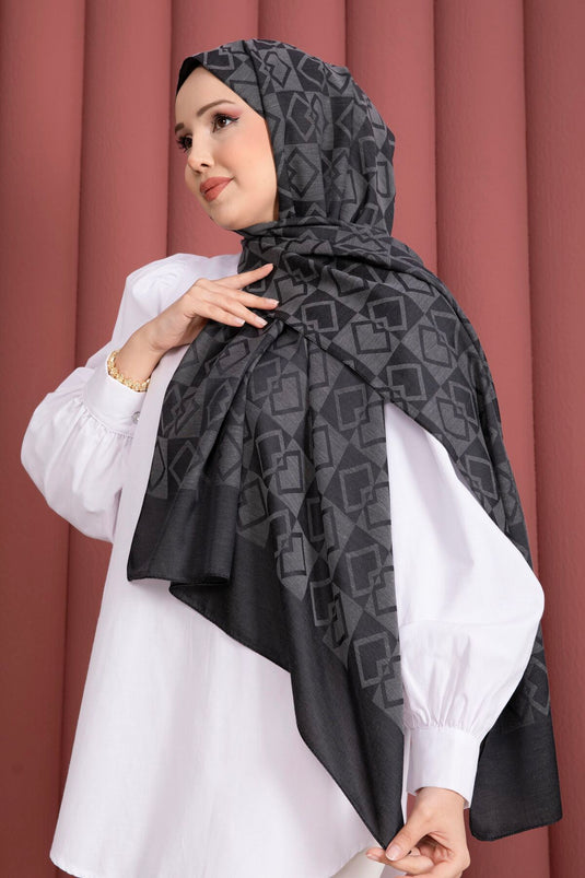 Premium Patterned Jacquard Shawl Series Anthracite