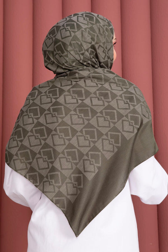 Premium Patterned Jacquard Scarf Series Khaki