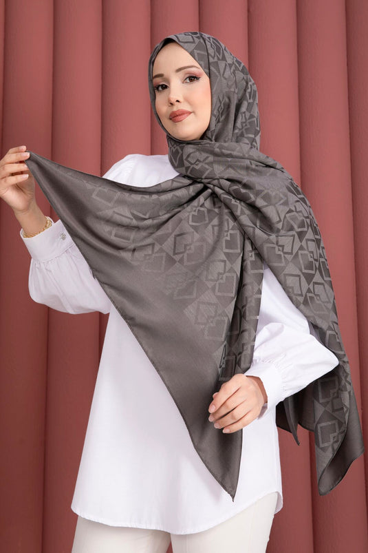 Série Premium de Foulards Jacquard à Motifs Gris Foncé