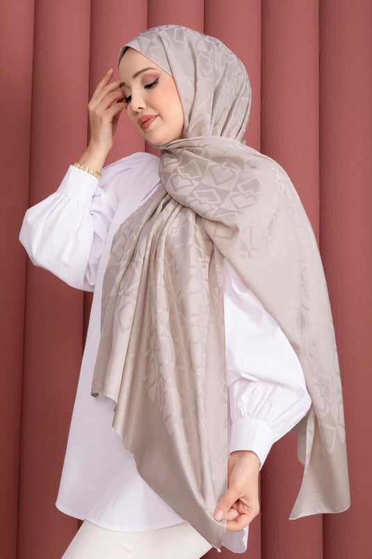 Premium Patterned Jacquard Shawl Series Cream