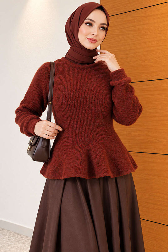 Prenses Model Triko Kazak Kiremit