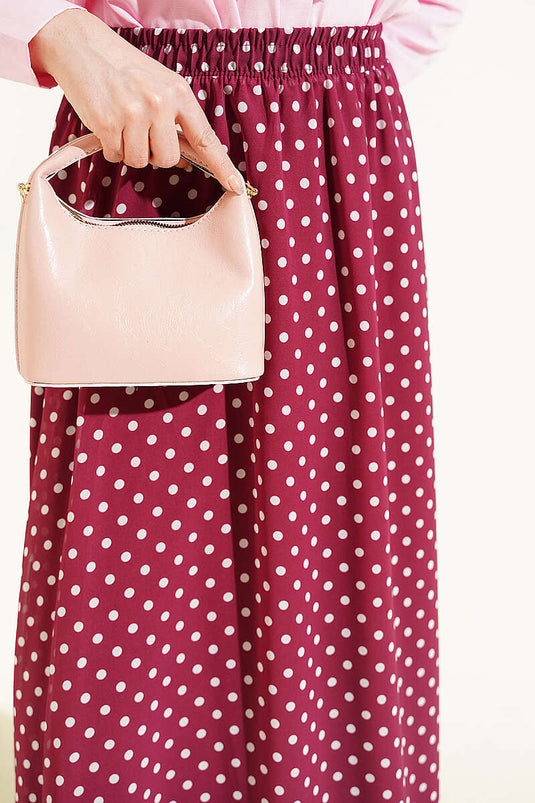 Jupe en chiffon à pois couleur prune